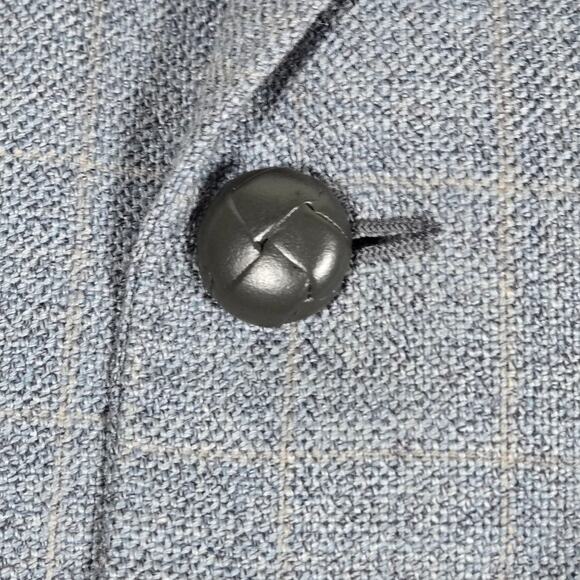 Friend Italy Collection For Man Wool Linen Blend Blazer Jacket Blue Plaid 50S - Picture 4 of 14